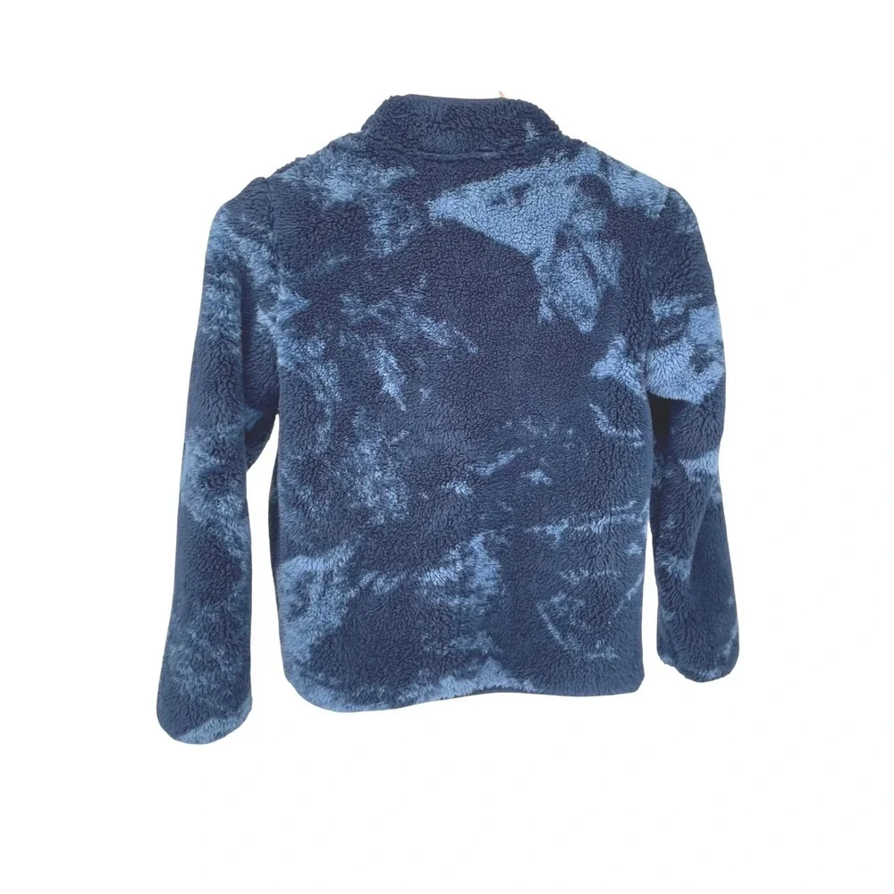 Hurley Boys Sherpa 1/4 Zip Pullover Blue Camo Kangaroo Pockets Size L 10/12 Warm